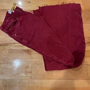 New Mango Red Wide Leg High-Rise Jeans Size 4